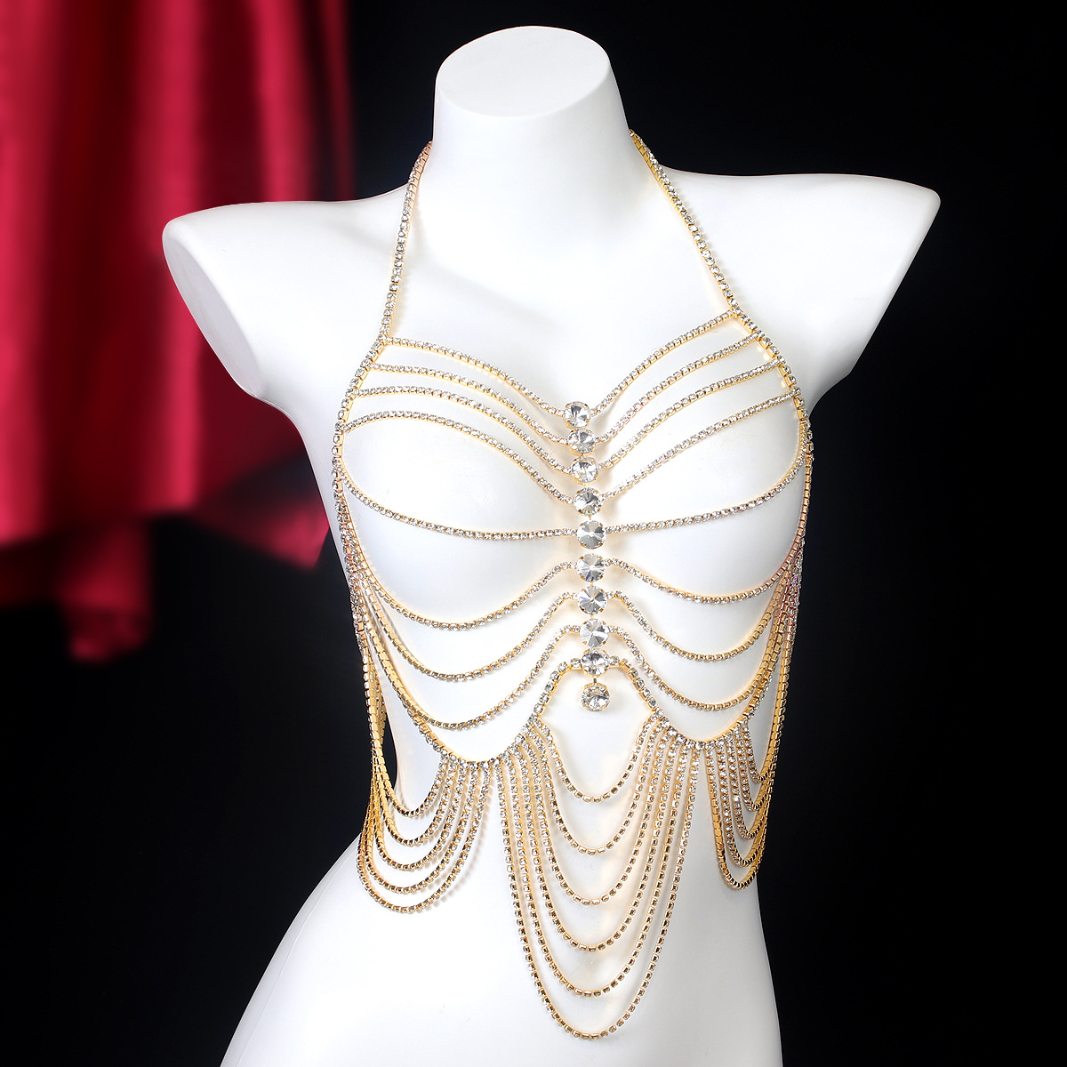 Body Jewelry Retainers - Lujosa cadena de pecho de diamantes