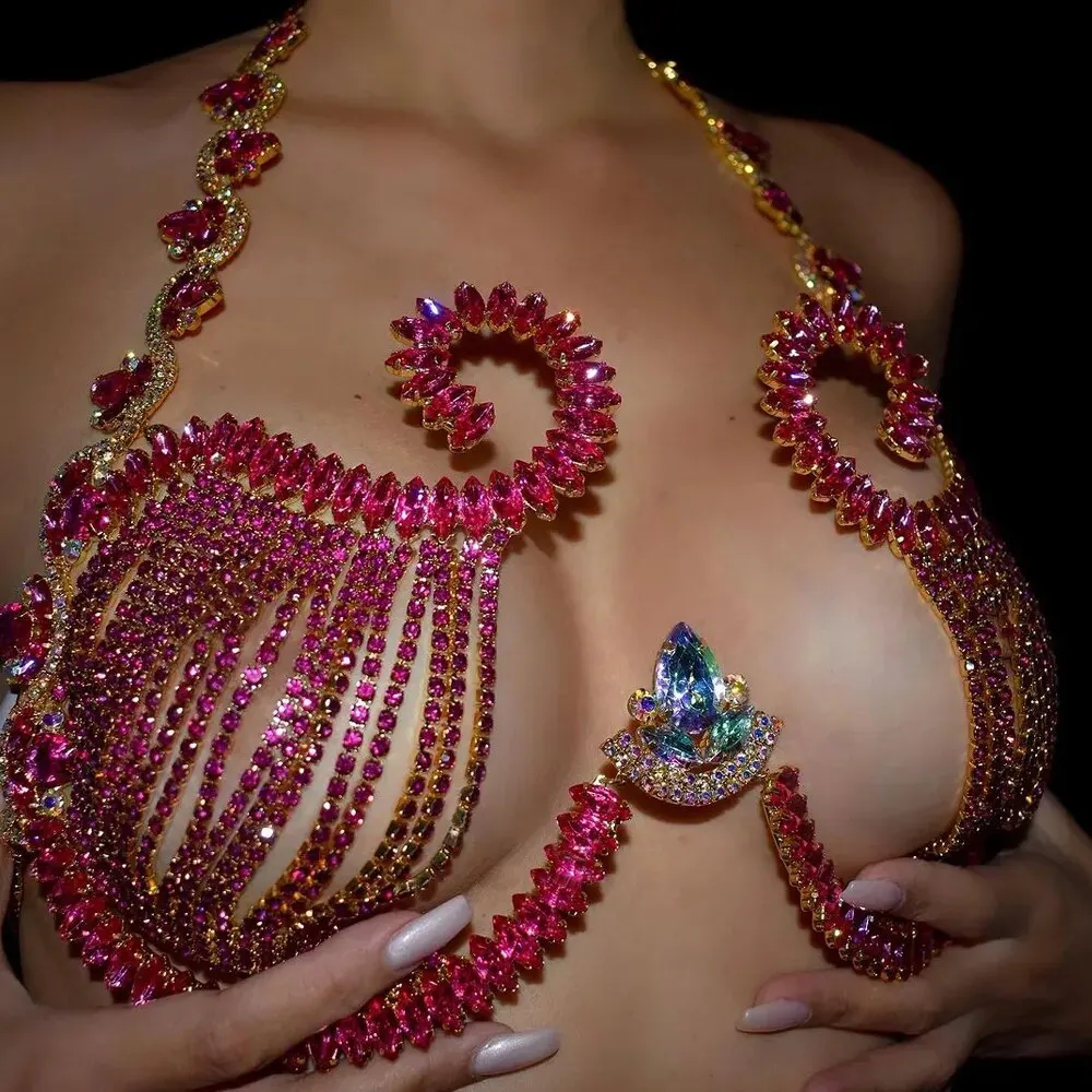Body Jewelry Retainers - Rave soporte de pecho de cristal