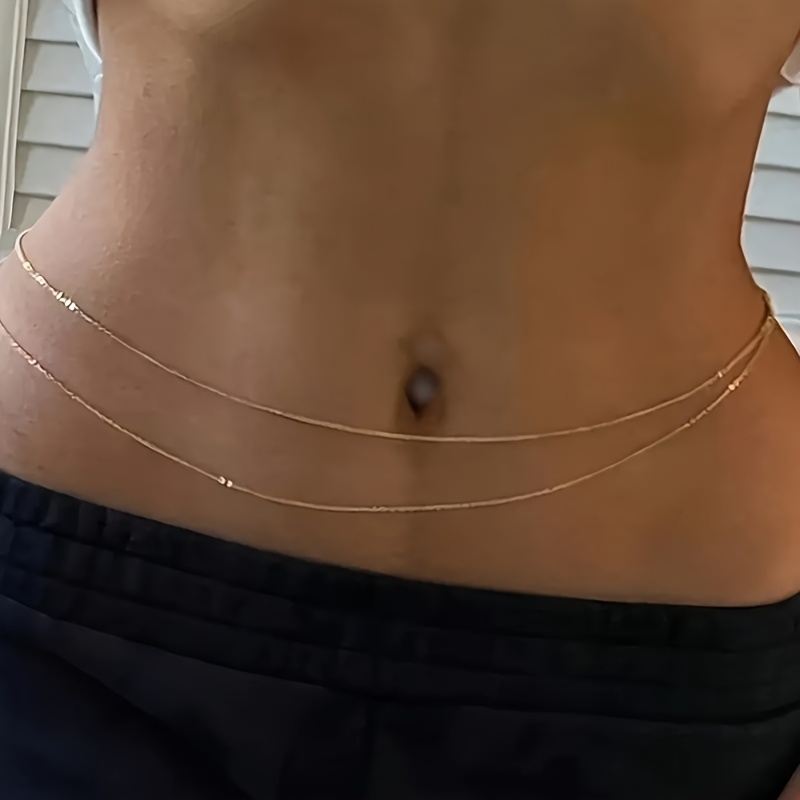 Body Jewelry For You - Cinturón de cadena de metal dorado