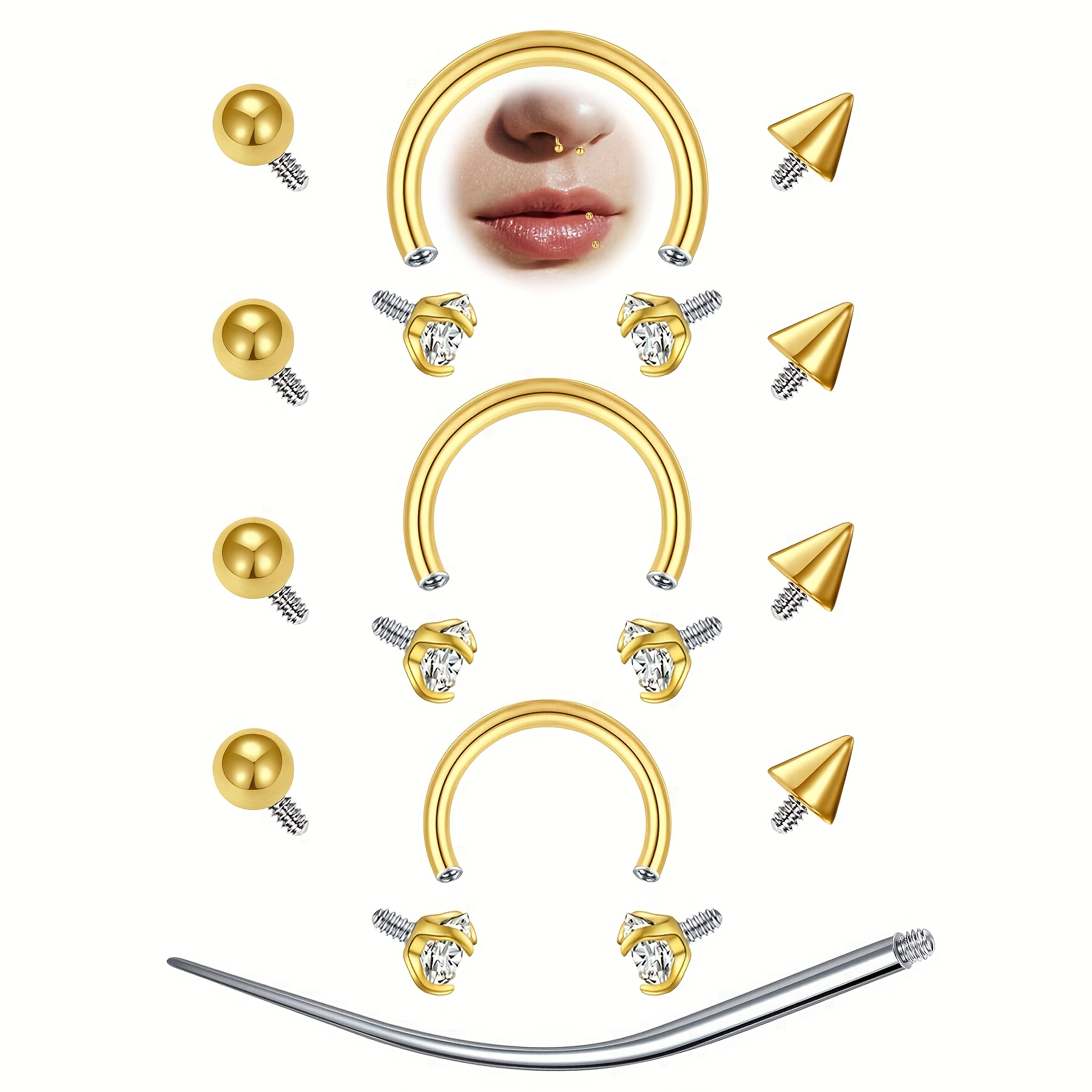 12 Uds. Anillos de tabique de  - Body Jewelry Replacement Ball reseña y precio